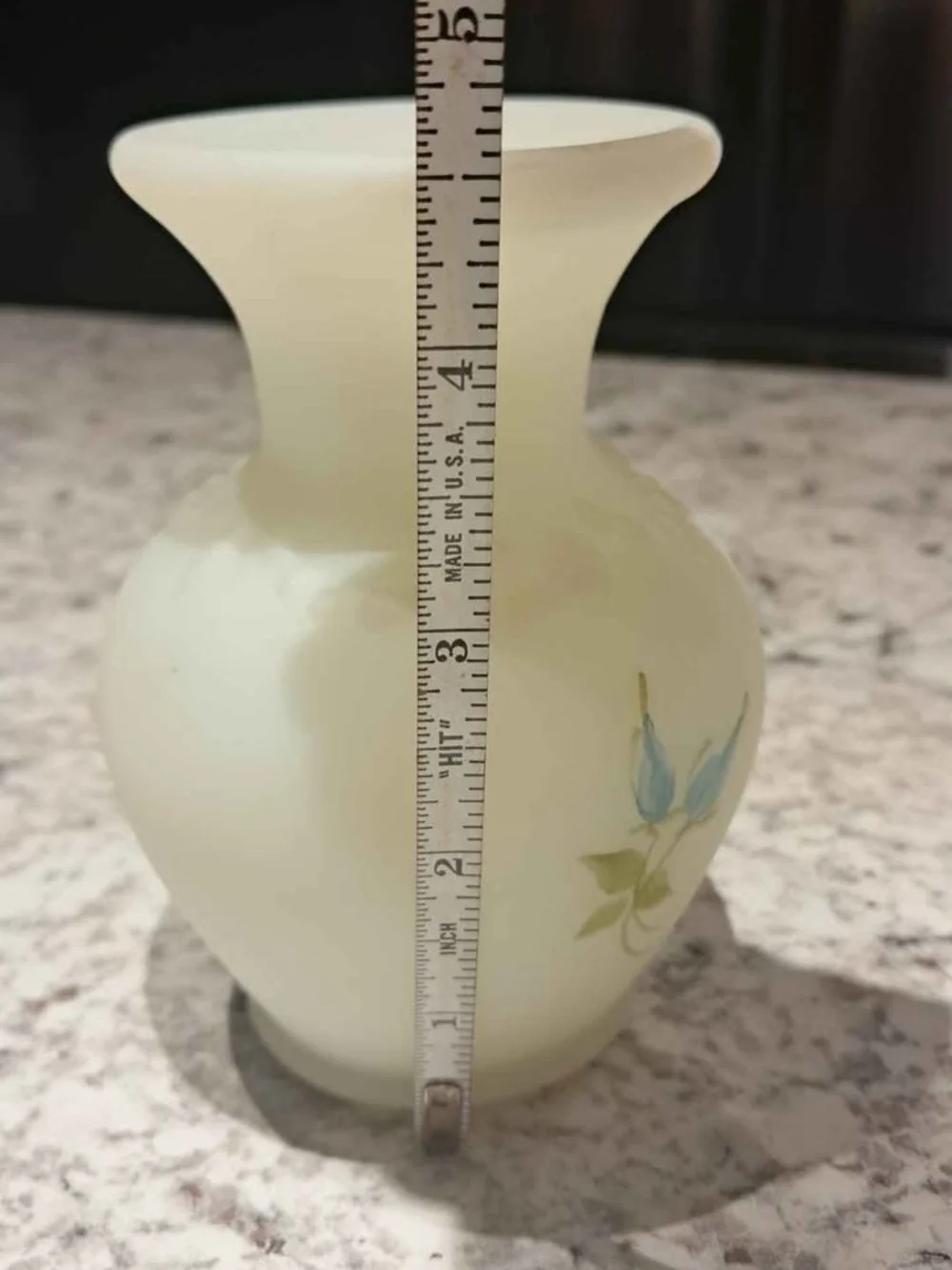 Fenton Uranium Glass Floral Vase Signed By Artist